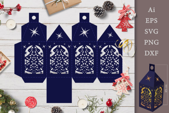 3D SVG Christmas Lantern with Trees: A Festive Design Asset for Real Client Projects