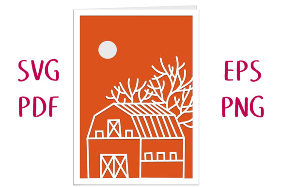Barn Card SVG Cut File: 3D SVG Pop-Up Design for Content Publishers