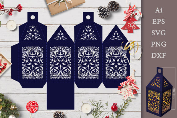 Elegant 3D SVG Lantern for Christmas Crafting