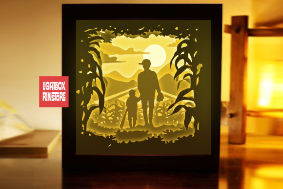 Father and Son Play Baseball 227 – 3D SVG Shadow Box for Editorial and Web Design