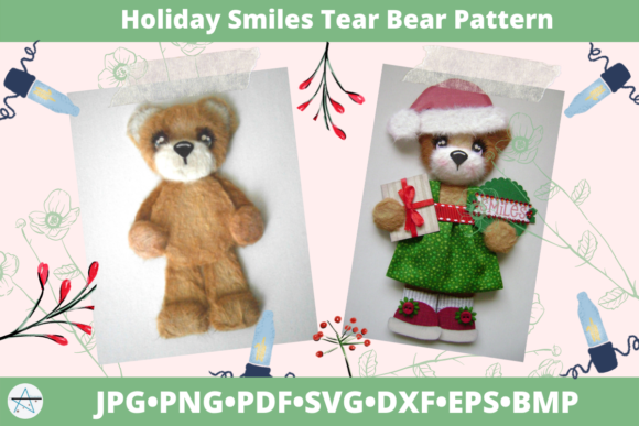 Holiday Smiles Tear Bear 3D SVG Pattern for Christmas Branding