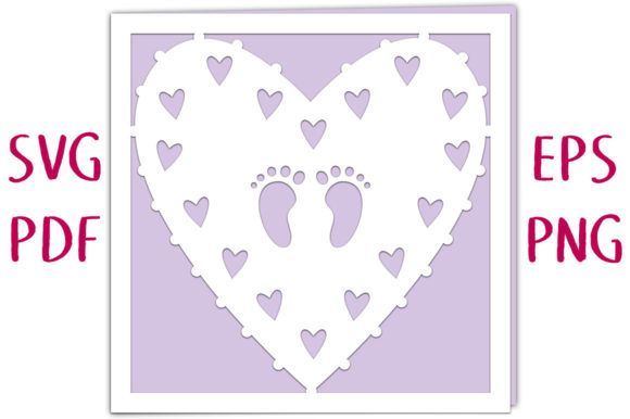 New Baby Footprint Heart Card 3D SVG for Branding & Marketing