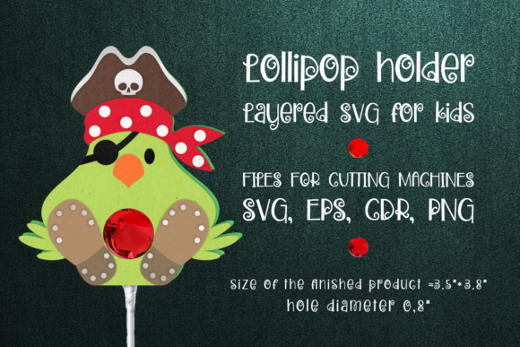 Pirate Parrot Lollipop Holder 3D SVG for Christmas Content